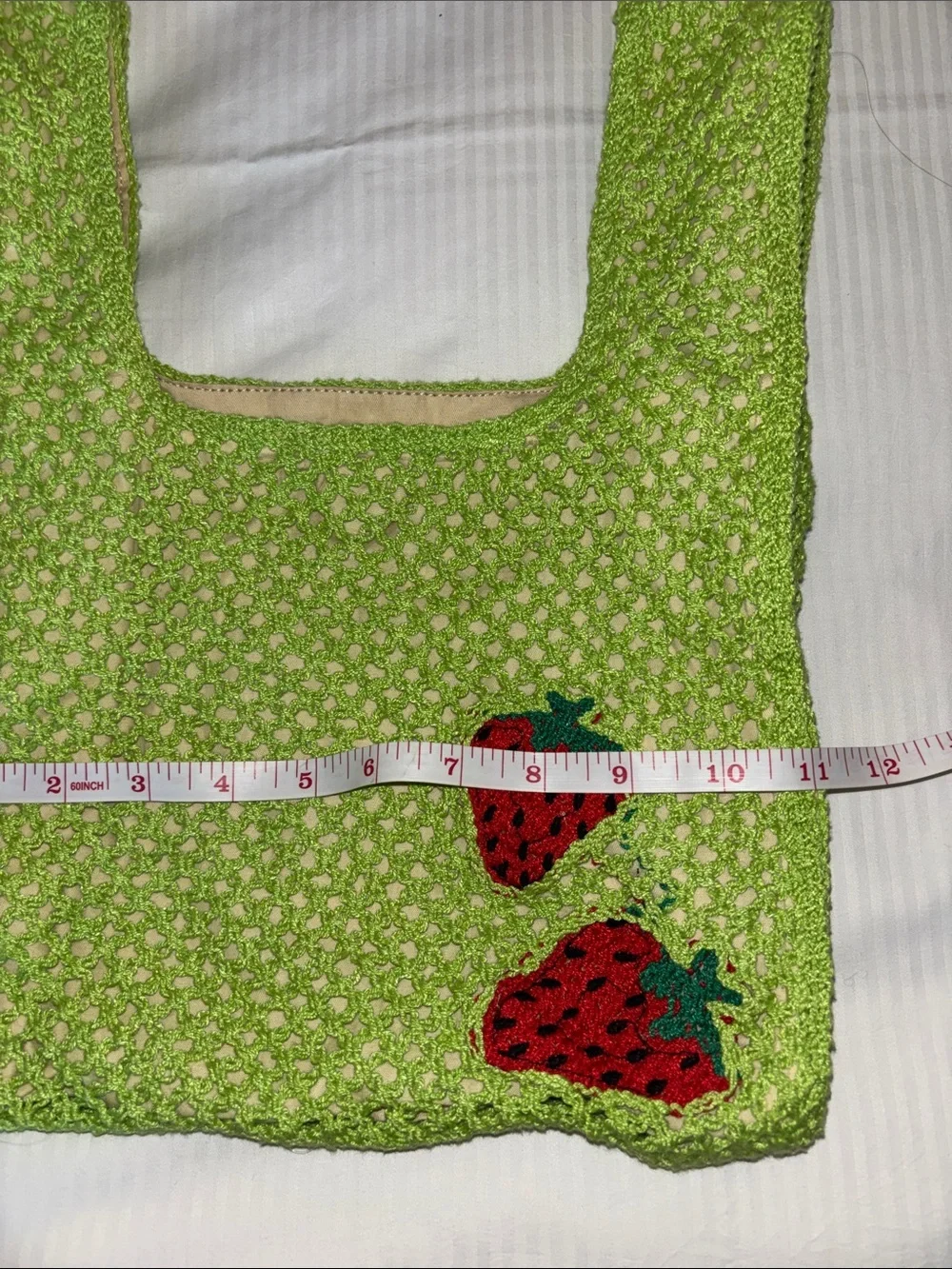 wild fable Green Crochet Strawberry Tote
